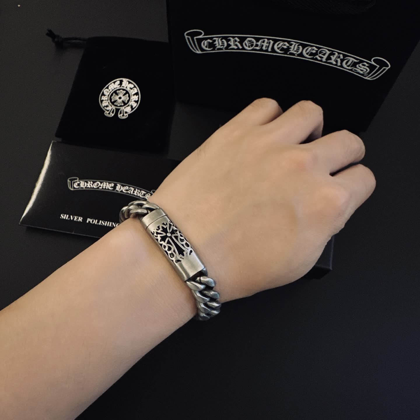 Chrome Hearts Silver Chain Bracelet